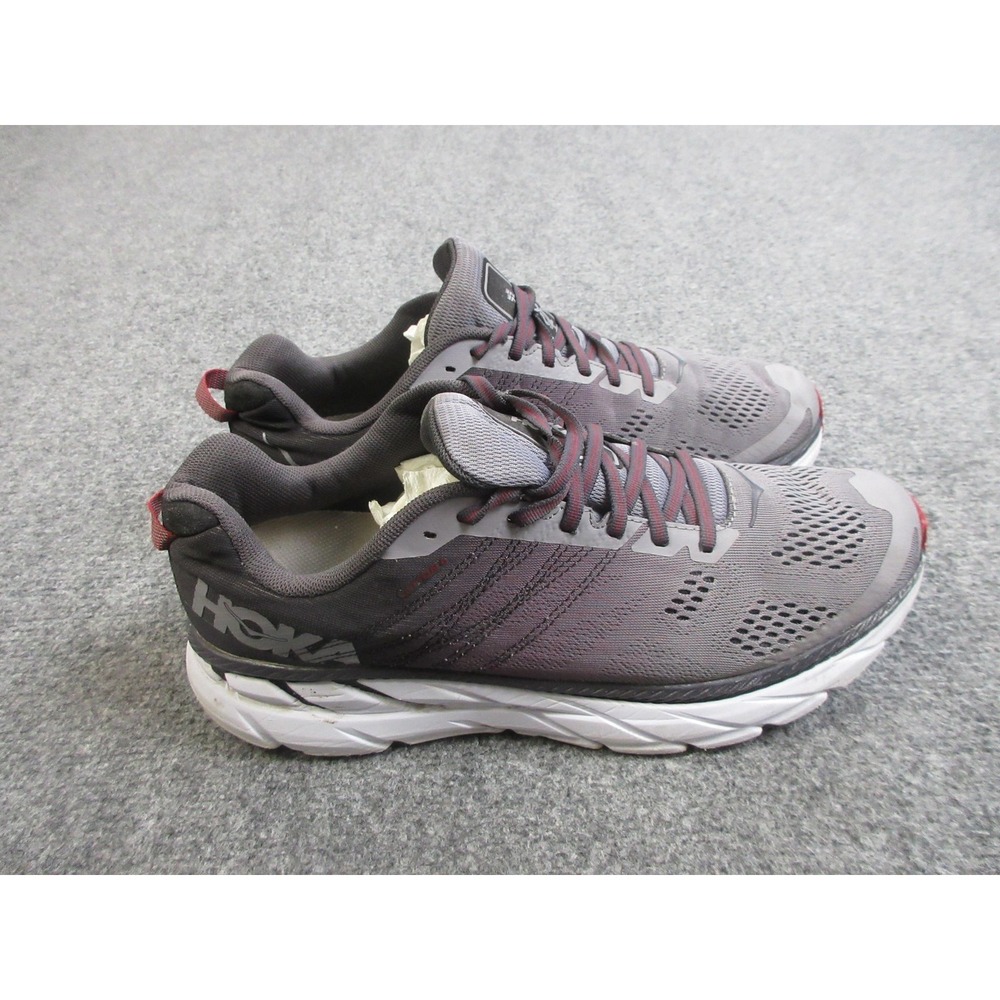 Hoka One One Clifton 6 Road Running Shoes Mens Size 12 Gray Red 1102872 GCFB